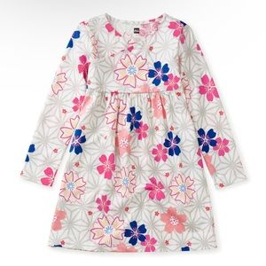 Tea Collection Long Sleeve Wrap Neck Dress